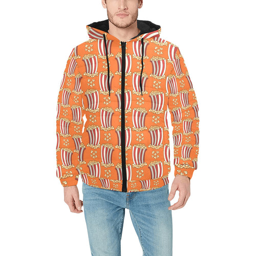 Popcorn Pattern Print Design 05 Men's Padded Hooded Jacket(ModelH42)