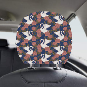 Swan Rose Pattern Car Headrest Cover