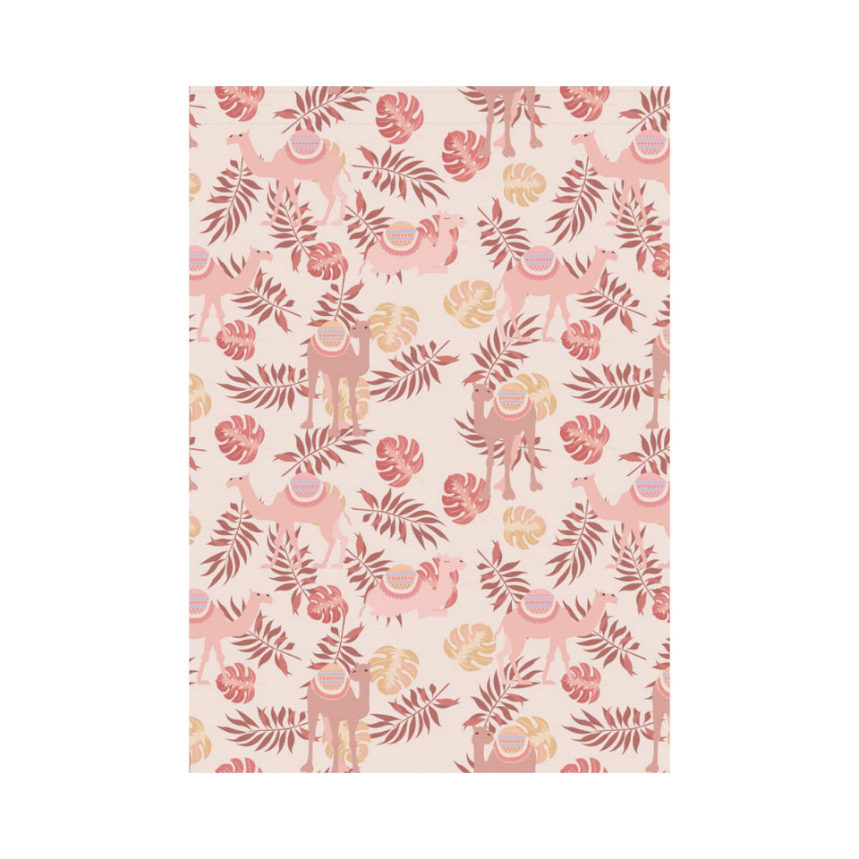 Pink Camel Leaves Pattern House Flag Garden Flag