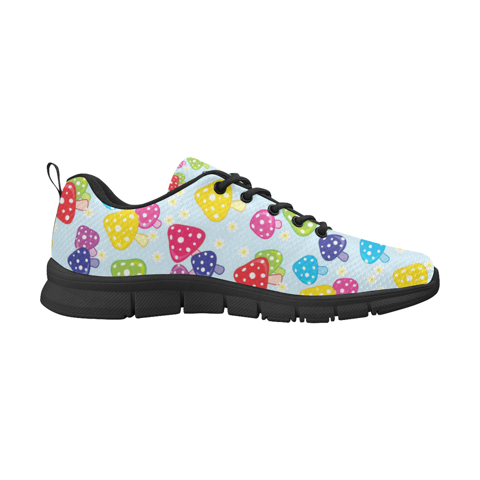 Colorful Mushroom Pattern Men's Sneakers Black