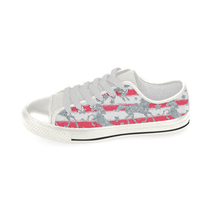 Unicorn Silver Pattern Women's Low Top Canvas Shoes White