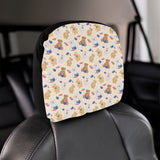 Teddy Bear Pattern Print Design 01 Car Headrest Cover