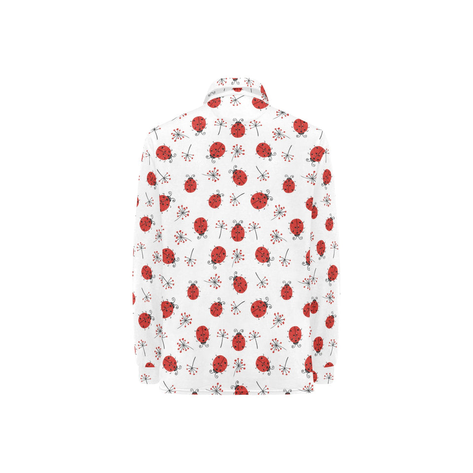 Ladybug Pattern Print Design 04 Women's Long Sleeve Polo Shirt