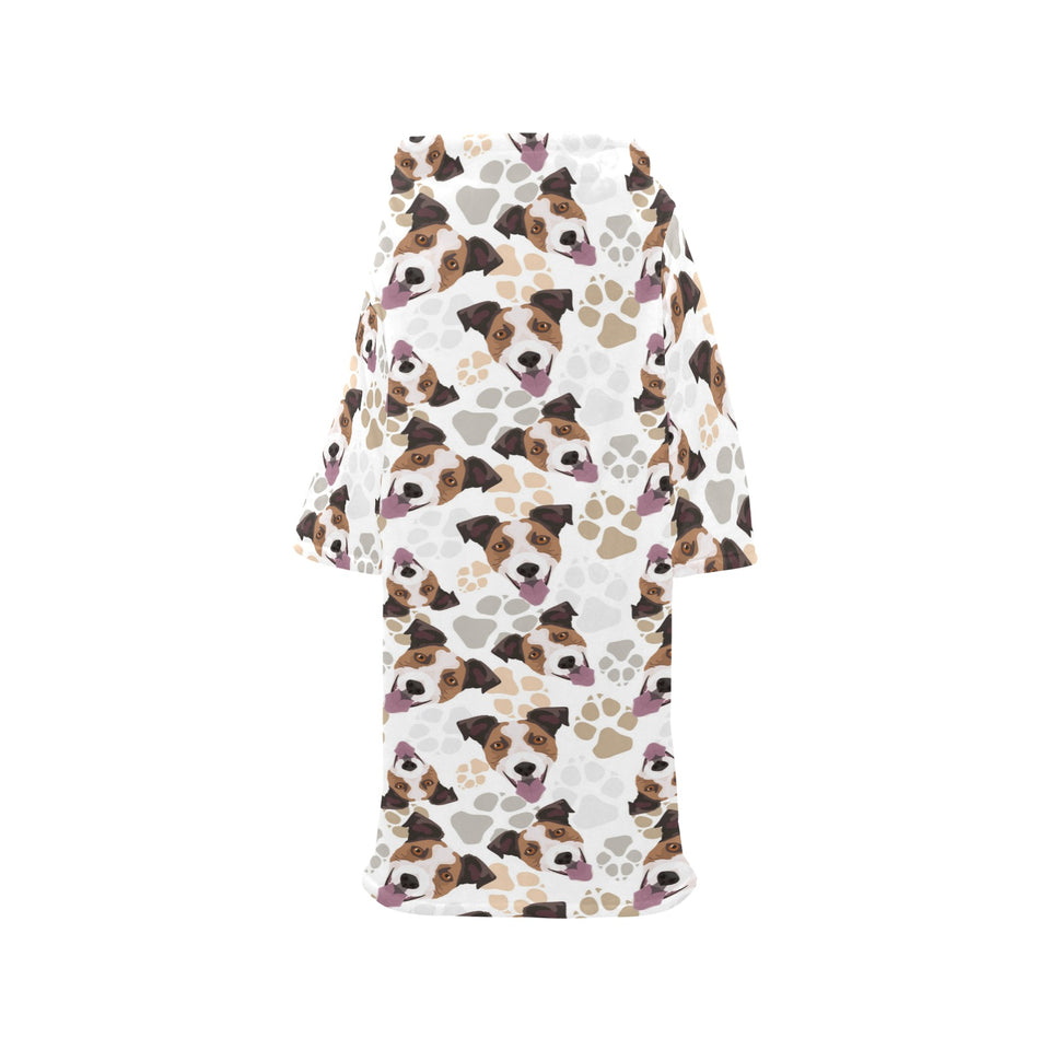 Jack Russel Pattern Print Design 05 Blanket Robe with Sleeves