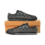 Zigzag Chevron African Afro Dashiki Adinkra Kente Men's Low Top Canvas Shoes Black