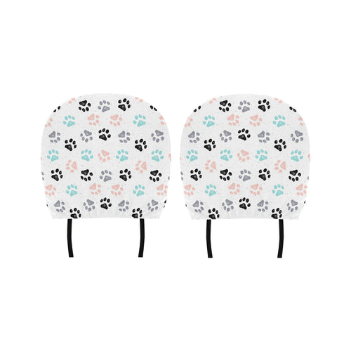 Dog Paws Pattern Print Design 02 Car Headrest Cover