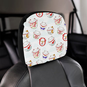 Meneki Neko Lucky Cat Pattern Car Headrest Cover