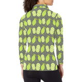 Lime Pattern Theme Women's Long Sleeve Polo Shirt