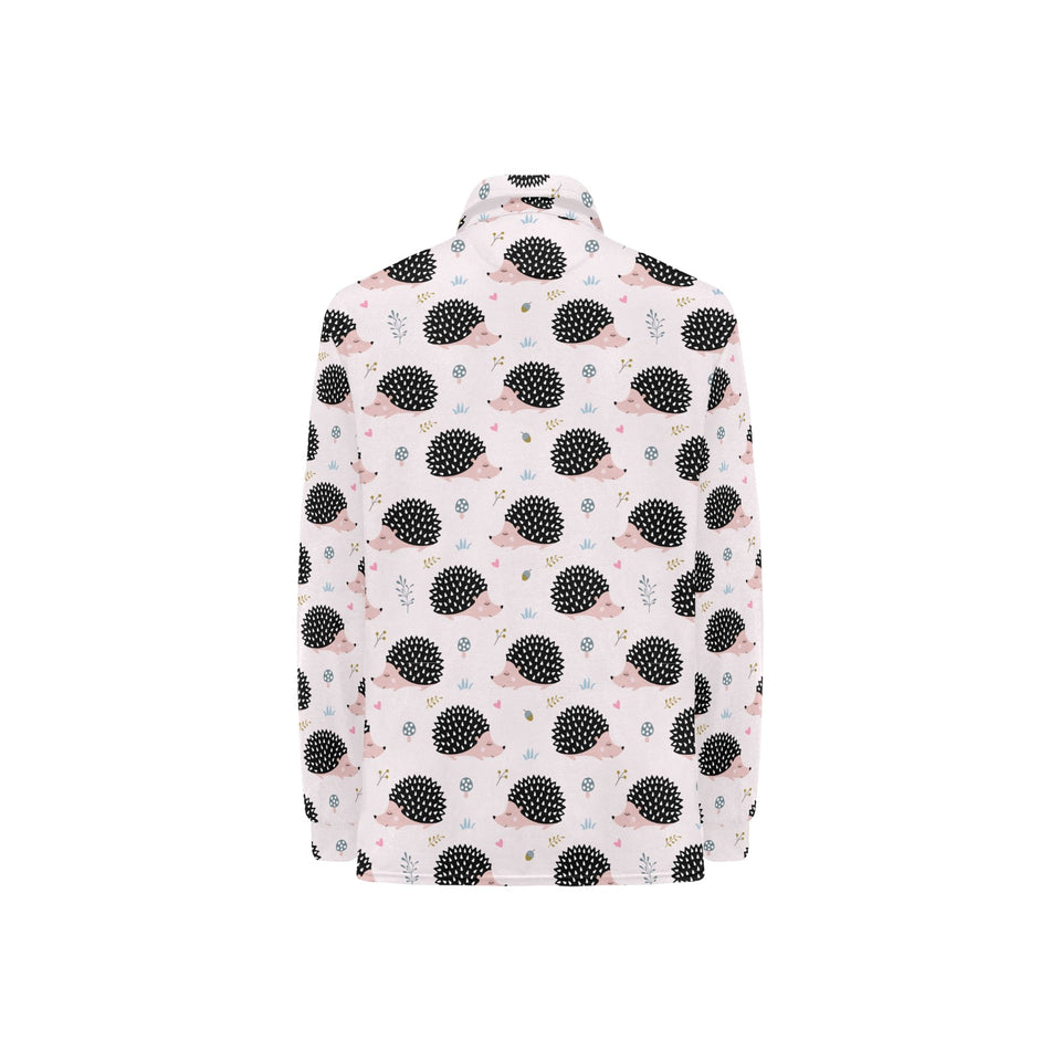 Hedgehog Pattern Print Design 04 Women's Long Sleeve Polo Shirt