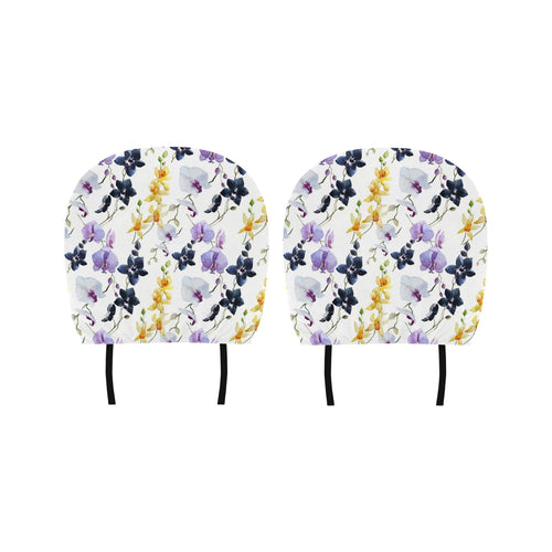 Orchid Pattern Background Car Headrest Cover