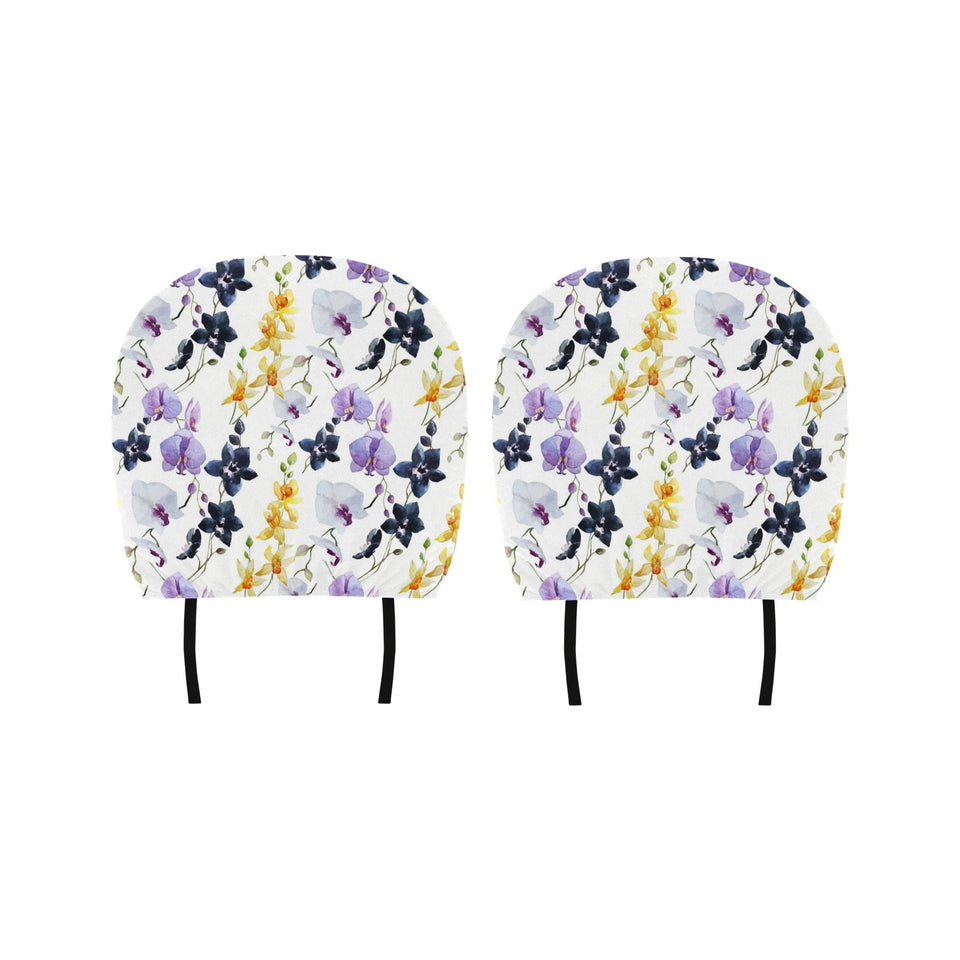 Orchid Pattern Background Car Headrest Cover