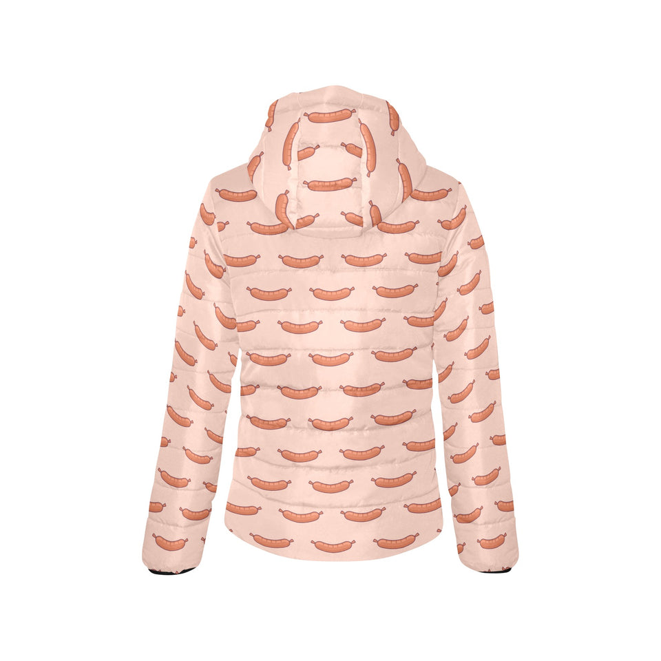 Sausage Pattern Print Design 01 Women's Padded Hooded Jacket