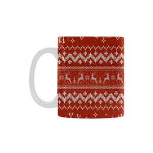 Deer Sweater Printed Red Pattern Classical White Mug (FulFilled In US)
