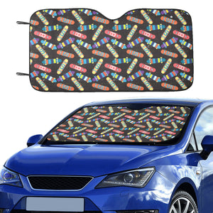 Skate Board Pattern Print Design 02 Car Sun Shade