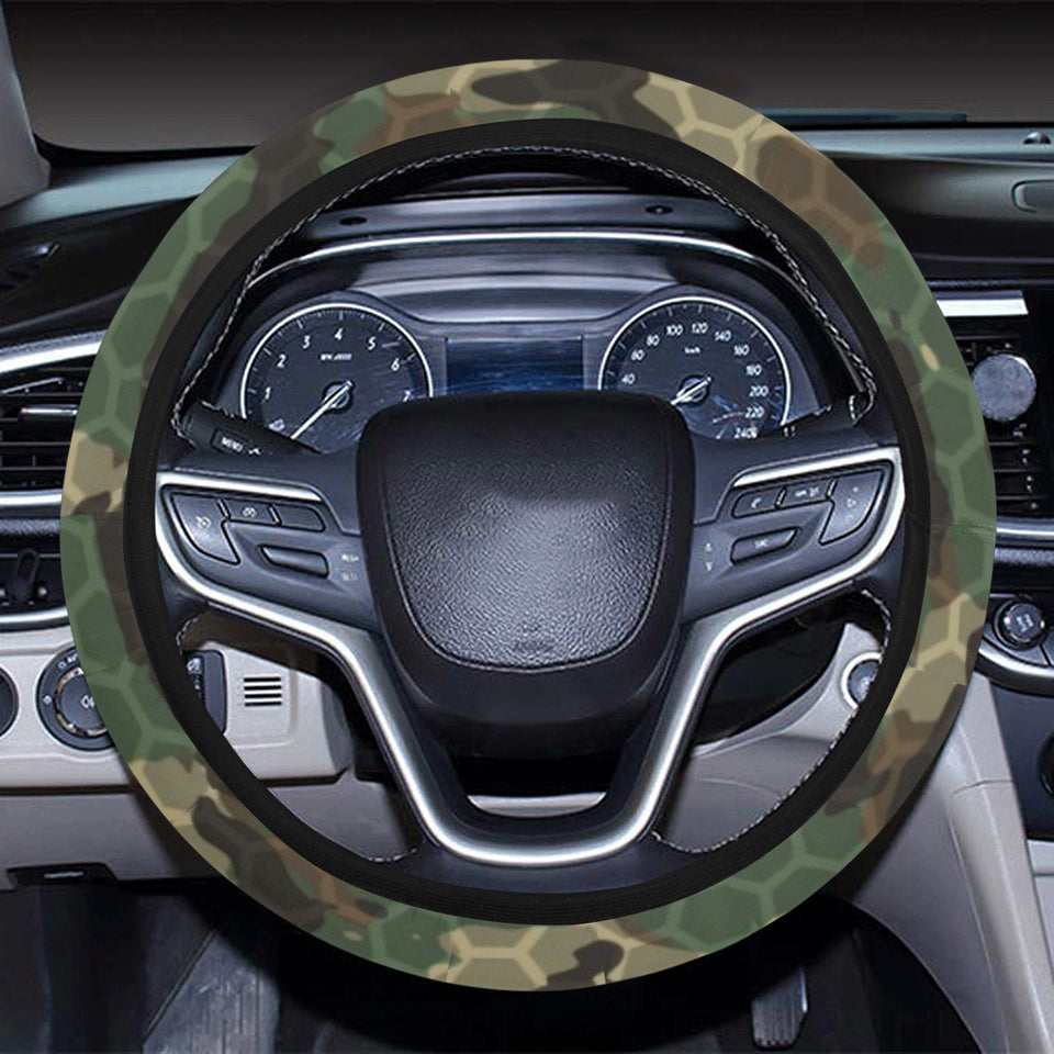 Green Camo Camouflage Honeycomb Pattern Car Steering Wheel Cover