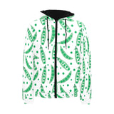 Green Peas Pattern Print Design 01 Men's Padded Hooded Jacket(ModelH42)