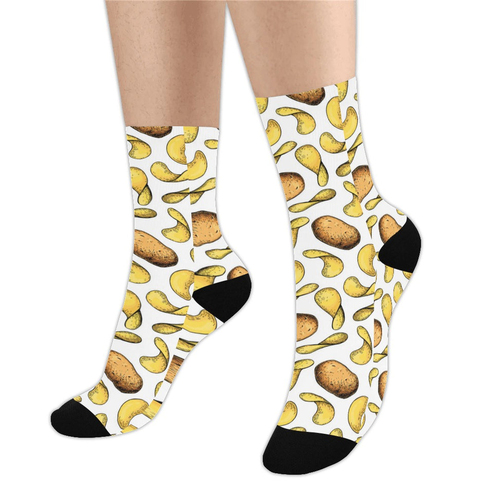 Potato Chips Pattern Print Design 01 Crew Socks