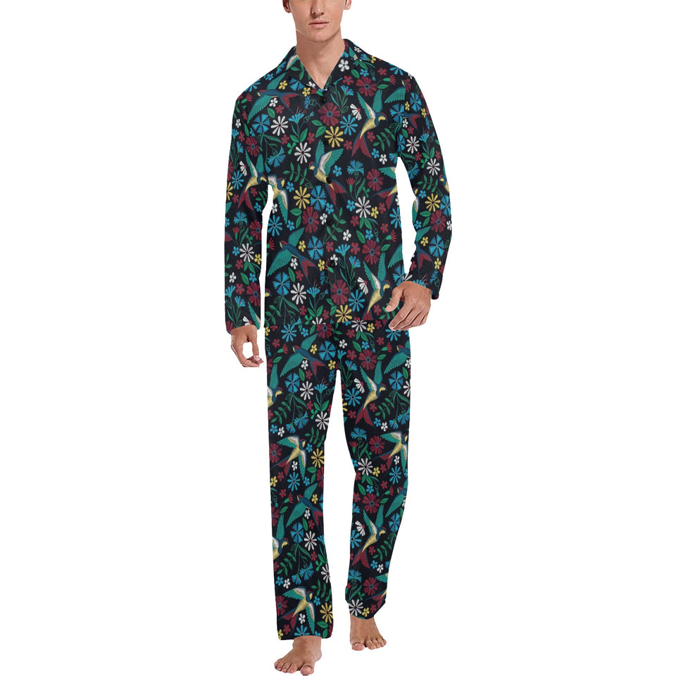 Swallow Pattern Print Design 04 Men's Long Pajama Set