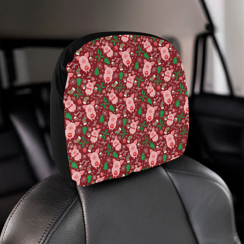 Pig Pattern Print Design 01 Car Headrest Cover