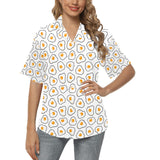 Fried Eggs Pattern Print Design 05 Women's All Over Print Hawaiian Shirt