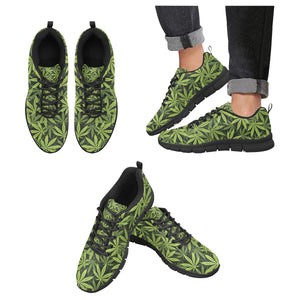 Canabis Marijuana Weed Pattern Print Design 03 Men's Sneakers Black