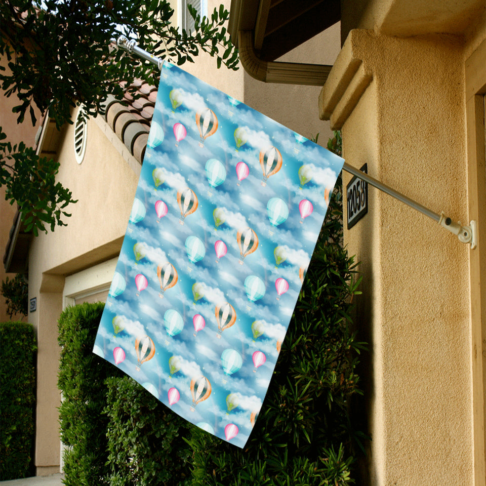 Hot Air Balloon in Night Sky Pattern House Flag Garden Flag