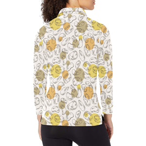 Potato Chips Pattern Print Design 02 Women's Long Sleeve Polo Shirt