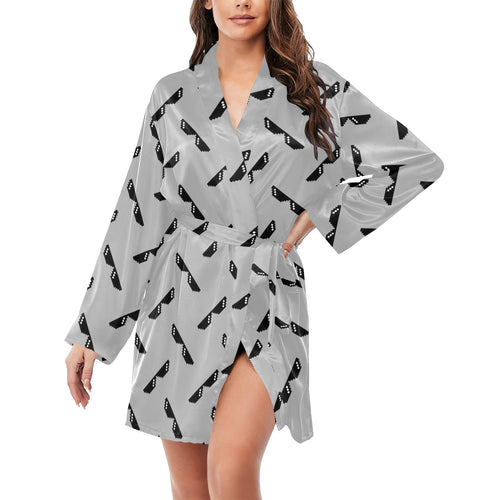 Sun Glasses Pattern Print Design 05 Women's Long Sleeve Belted Night Robe