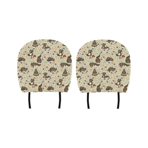 Raccoon Pattern Car Headrest Cover