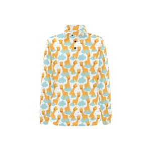 Giraffe Pattern Print Design 05 Women's Long Sleeve Polo Shirt