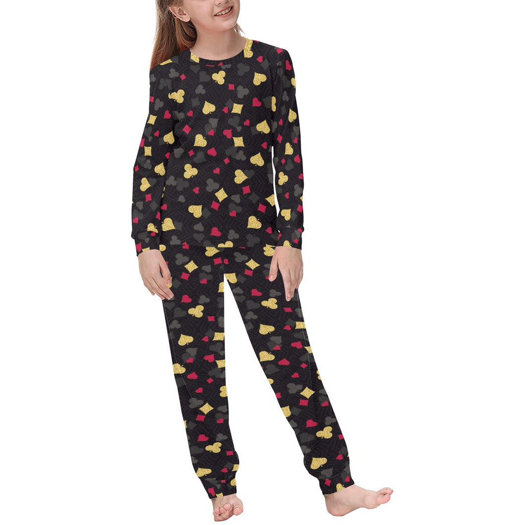 Casino Cards Suits Pattern Print Design 01 Kids' Boys' Girls' All Over Print Pajama Set