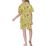 Hedgehog Pattern Print Design 02 Kids' Boys' Girls' V-Neck Short Pajama Set