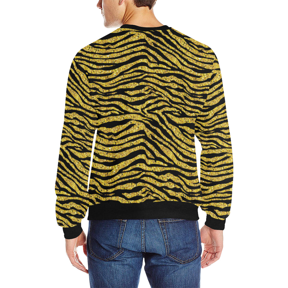 Gold Bengal Tiger Pattern Men's Crew Neck Sweatshirt