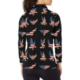 Eagle Pattern Print Design 04 Women's Long Sleeve Polo Shirt