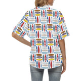 Surfboard Pattern Print Design 02 Women's All Over Print Hawaiian Shirt