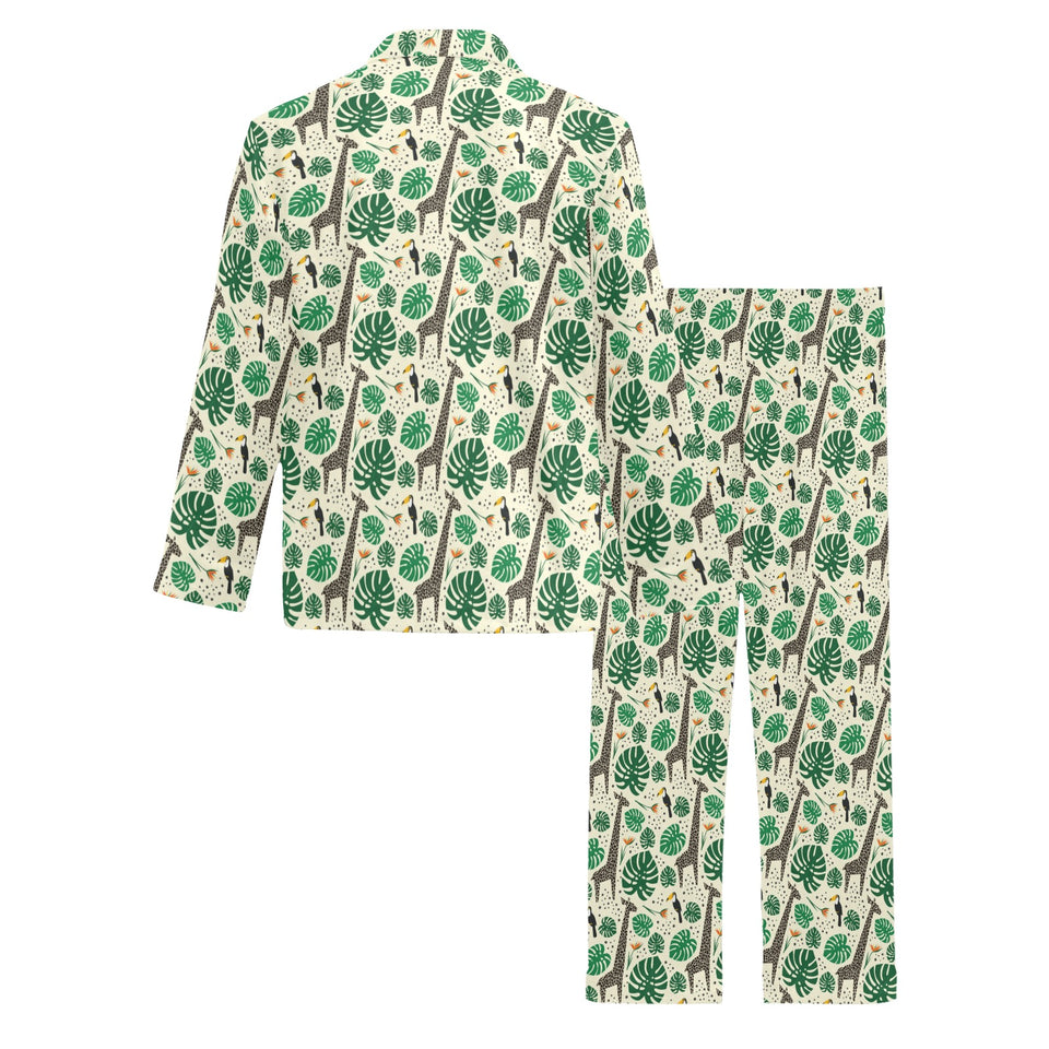 Giraffe Pattern Print Design 02 Men's Long Pajama Set