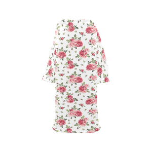 Rose Pattern Print Design 02 Blanket Robe with Sleeves