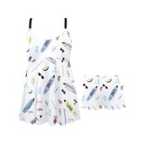 Surfboard Pattern Print Design 01 Chest Sexy Pleated Two Piece Swim Dress