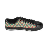 Zigzag Chevron Pattern Men's Low Top Canvas Shoes Black