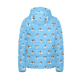 Jack Russel Pattern Print Design 04 Kids' Boys' Girls' Padded Hooded Jacket