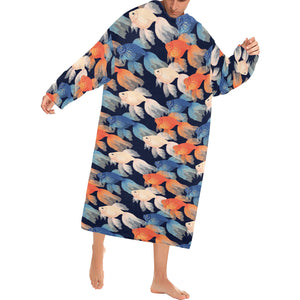 Goldfish Pattern Print Design 04 Blanket Robe with Sleeves