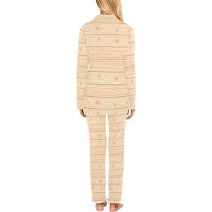 Wood Printed Pattern Print Design 05 Women's Long Pajama Set