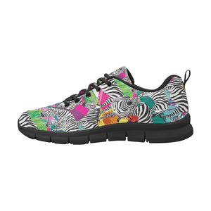 Zebra Colorful Pattern Men's Sneakers Black