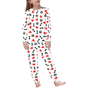 Dog Paws Pattern Print Design 01 Kids' Boys' Girls' All Over Print Pajama Set