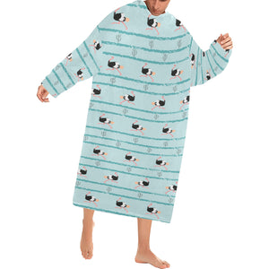 Ostrich Pattern Print Design 04 Blanket Robe with Sleeves