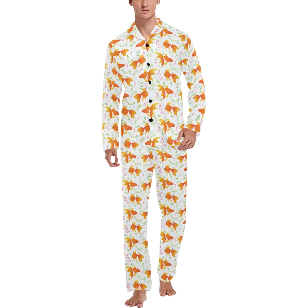 Goldfish Pattern Print Design 03 Men's Long Pajama Set