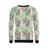 Flamingo Flower Leaves Pattern Women's Crew Neck Sweatshirt