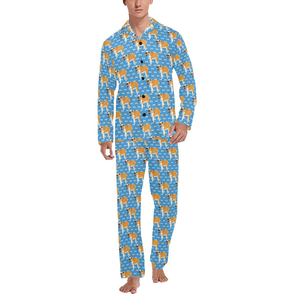 English Bulldog Pattern Print Design 04 Men's Long Pajama Set