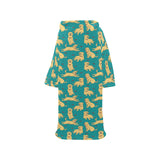 Golden Retriever Pattern Print Design 05 Blanket Robe with Sleeves