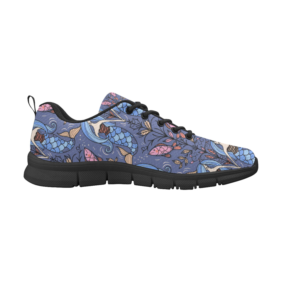 Mermaid Pattern Men's Sneakers Black